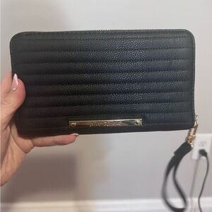 Betsy Johnson Black Quilted Wristlet